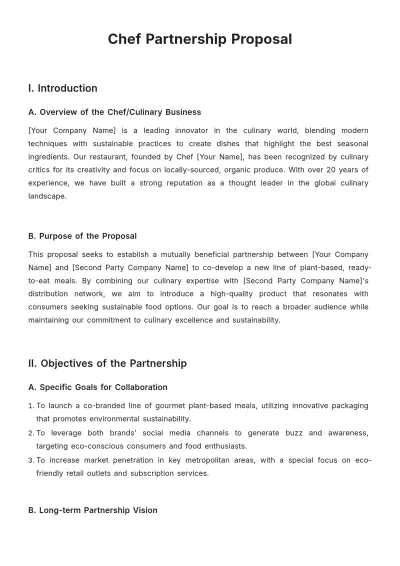 Free Chef Partnership Proposal Template to Edit Online