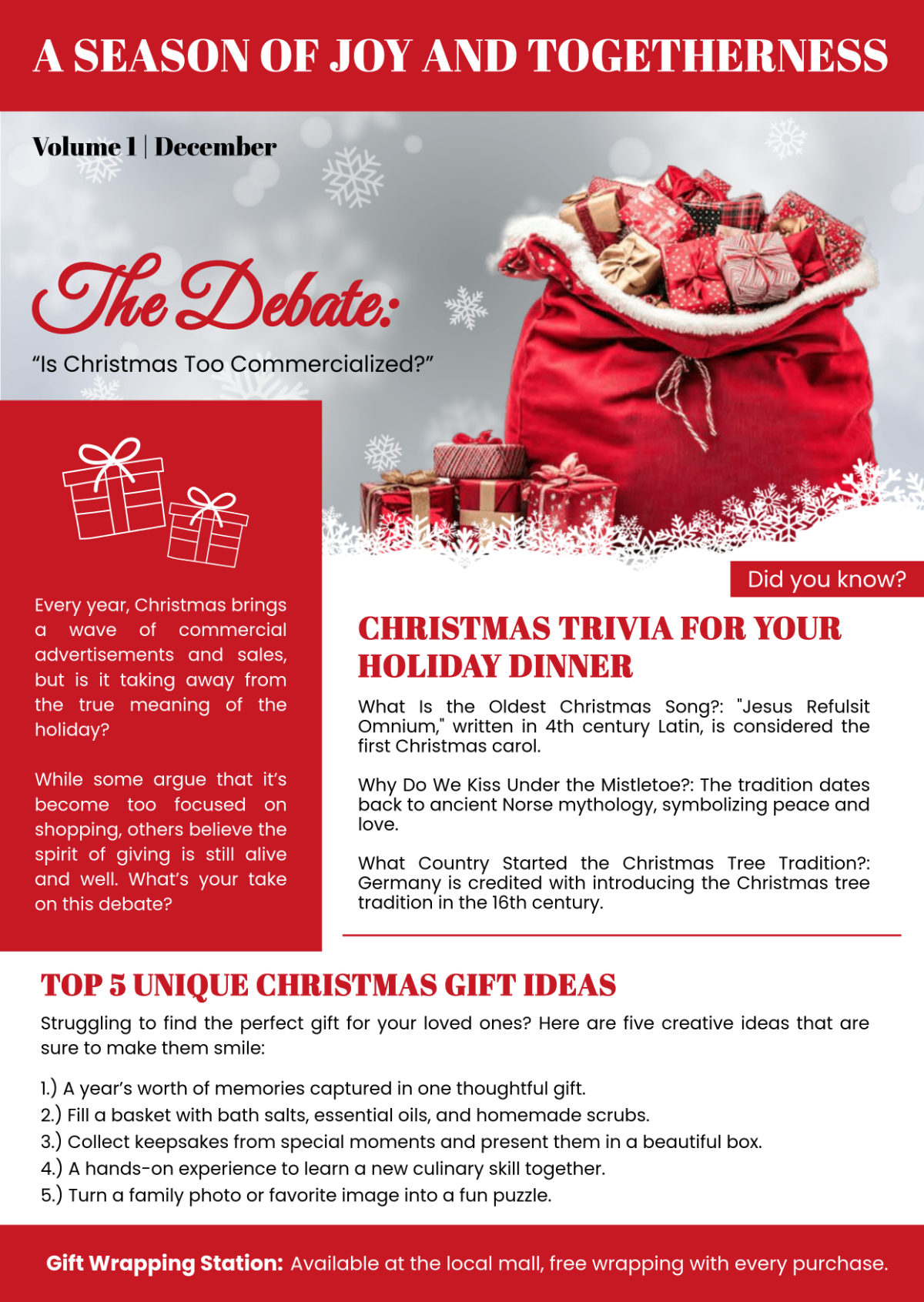 Free Editable Christmas Newsletter Template - Edit Online & Download