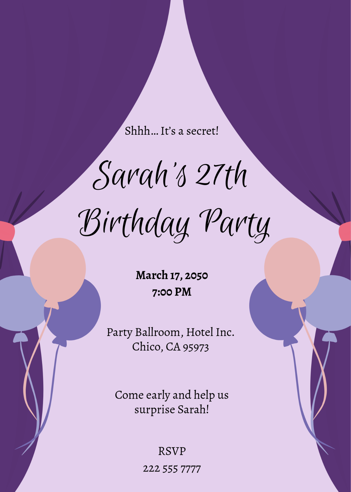 Free Surprise Birthday Party Invitation Template - Edit Online & Download