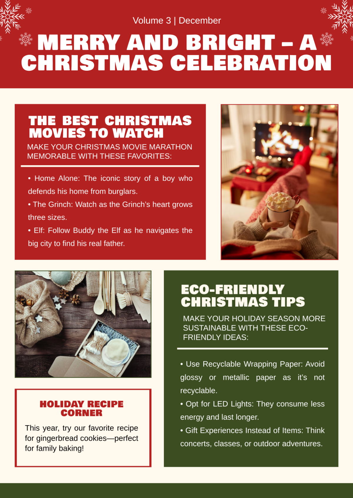 Free Christmas Newsletter Design Template - Edit Online & Download