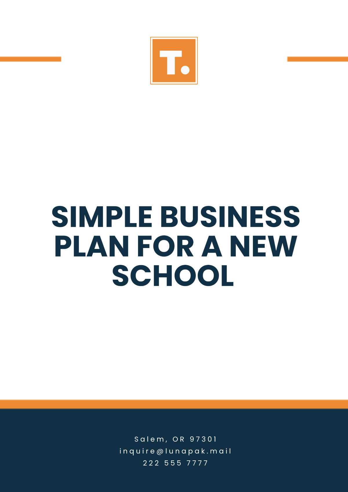 Simple Business Plan for a New School Template - Edit Online & Download