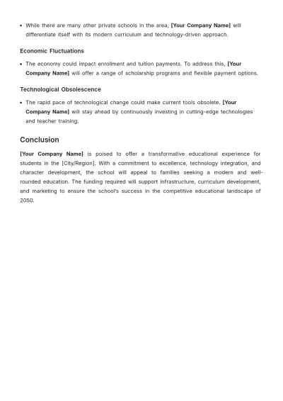 Free Simple Business Plan for a New School Template to Edit Online