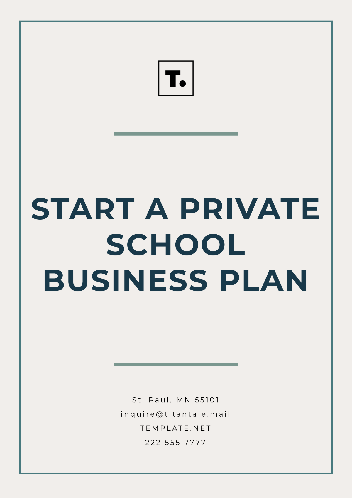 Start a Private School Business Plan Template - Edit Online & Download