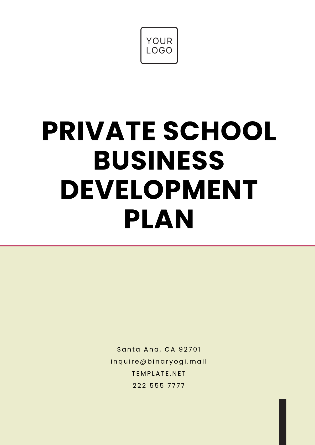 Private School Business Development Plan Template - Edit Online & Download