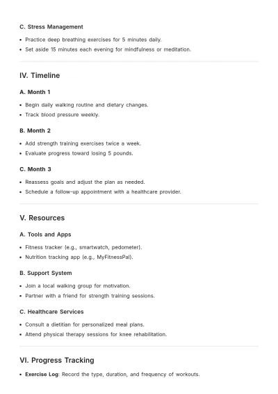 Free Sample Personal Health Plan Template to Edit Online