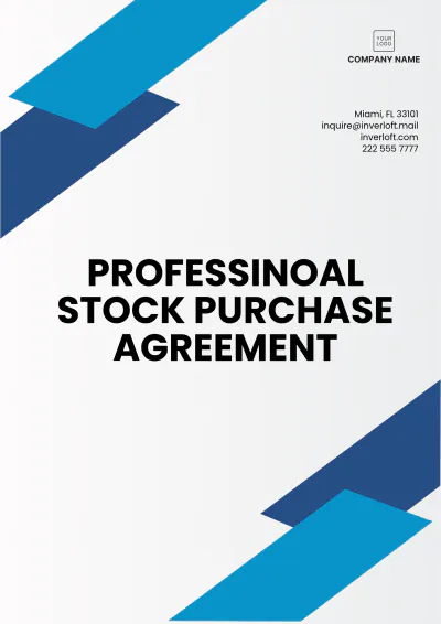 Free Professional Stock Purchase Agreement Template to Edit Online