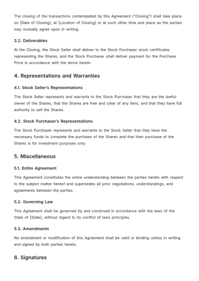 Free Professional Stock Purchase Agreement Template to Edit Online