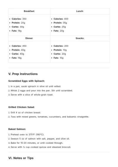 Free Outline Personal Meal Plan Template to Edit Online