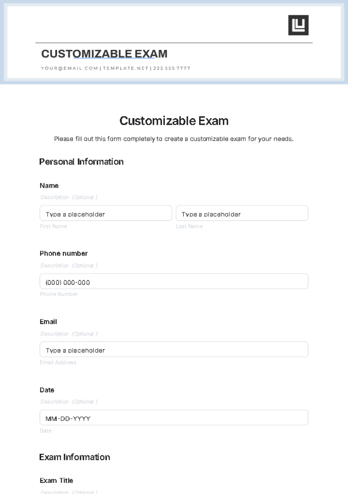 Free Final Exam Template - Edit Online & Download | Template.net