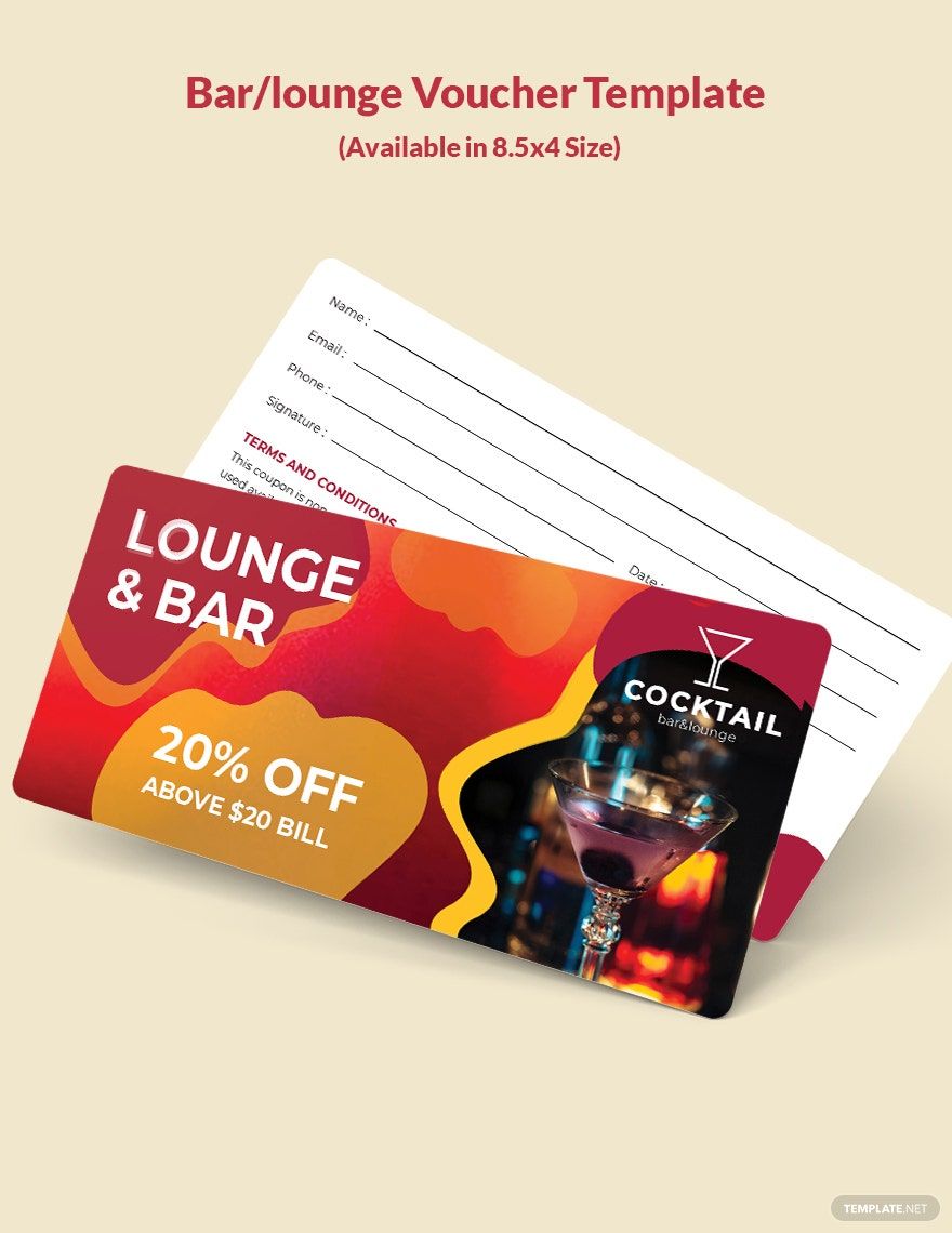 Bar/Lounge Voucher Template in Word, Illustrator, PSD, Publisher, InDesign
