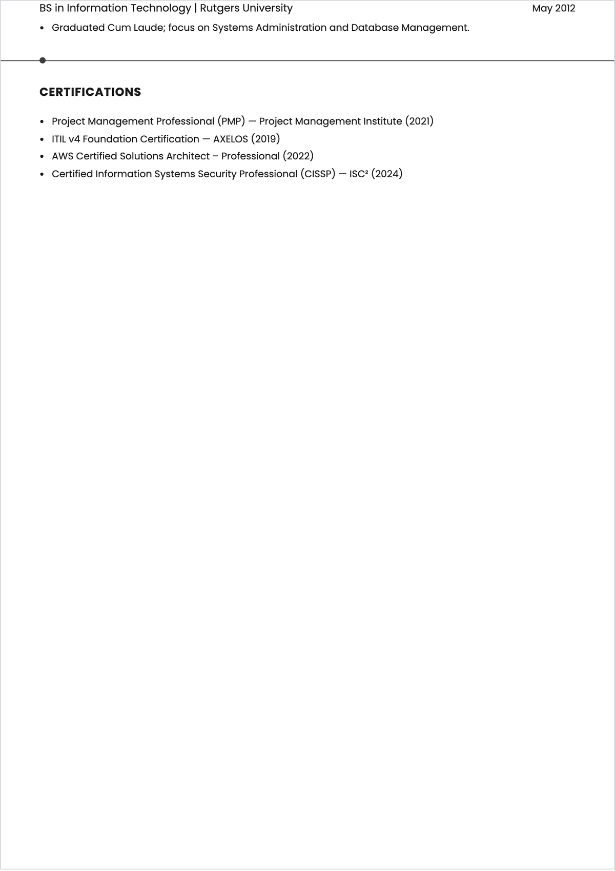 Free IT Manager ATS Resume Template, AI Resume Builder