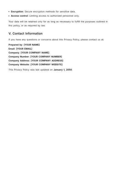 Free Privacy Policy Template to Edit Online