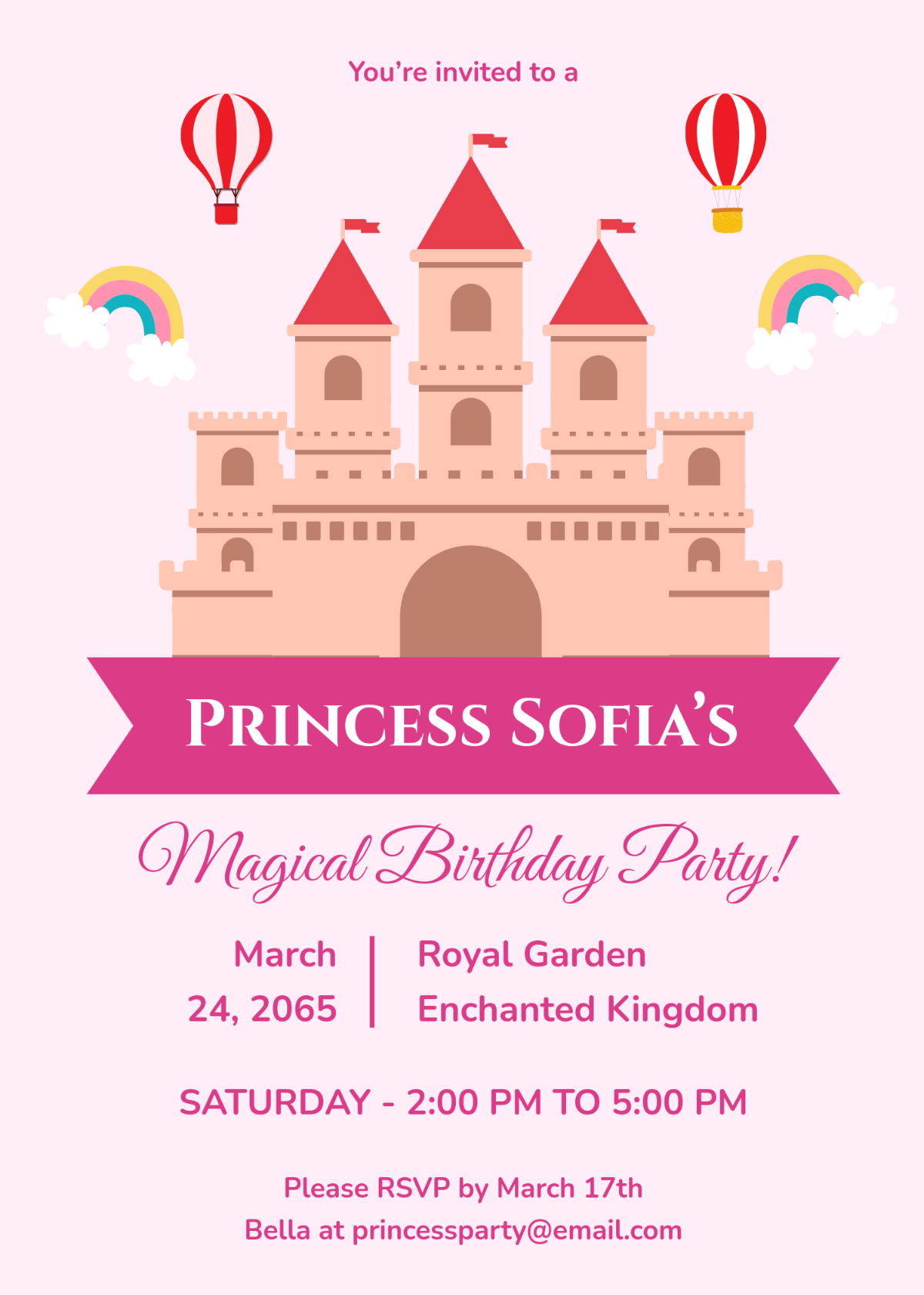 Free Colorful Princess Birthday Invitation Template - Edit Online & Download