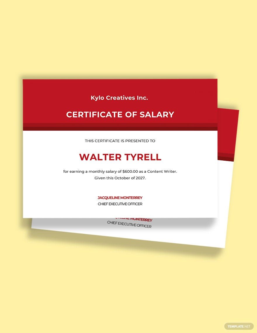 Free Salary Pay Certificate Template