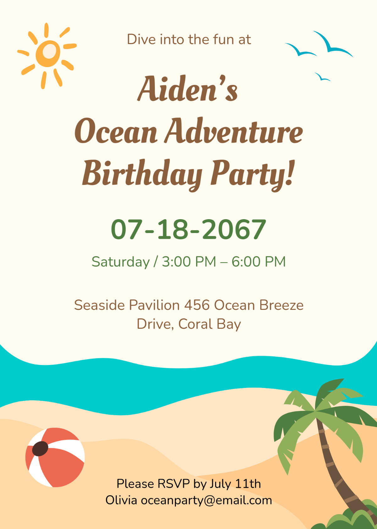 Ocean-Themed Birthday Invitation Template - Edit Online & Download