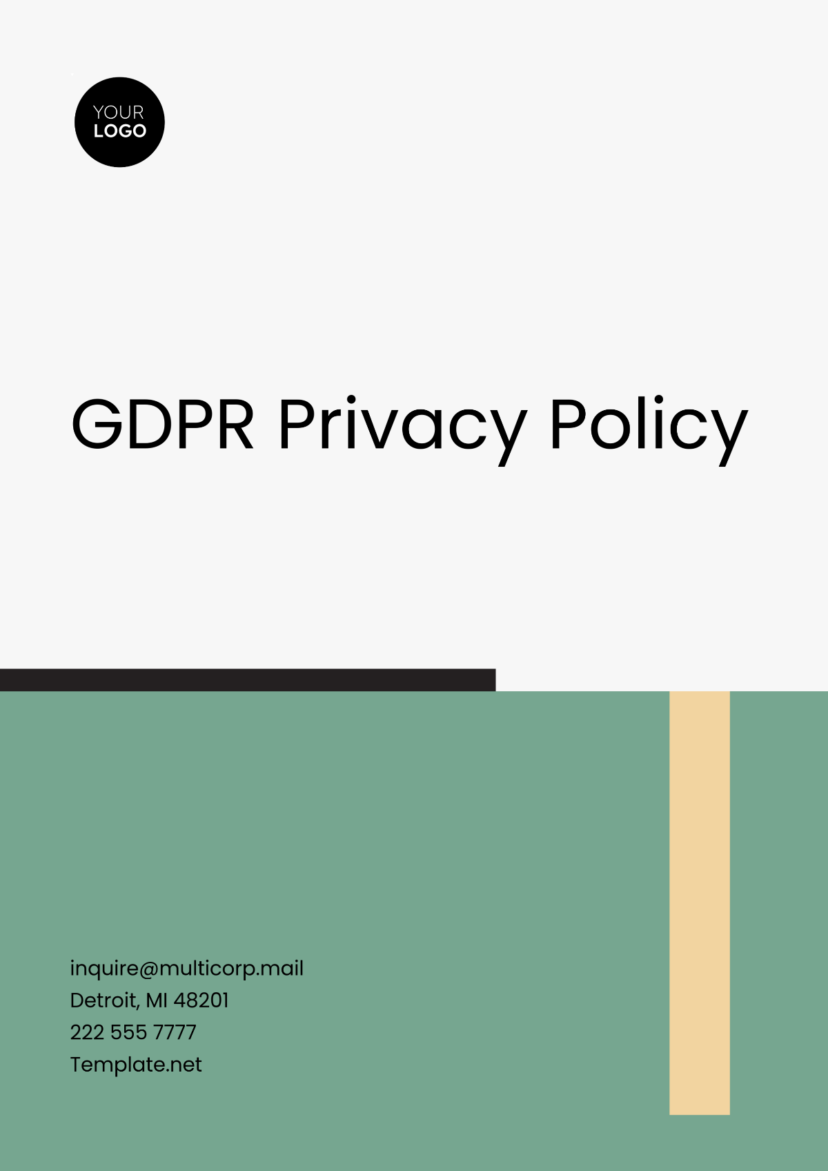 GDPR Privacy Policy Design Template - Edit Online & Download