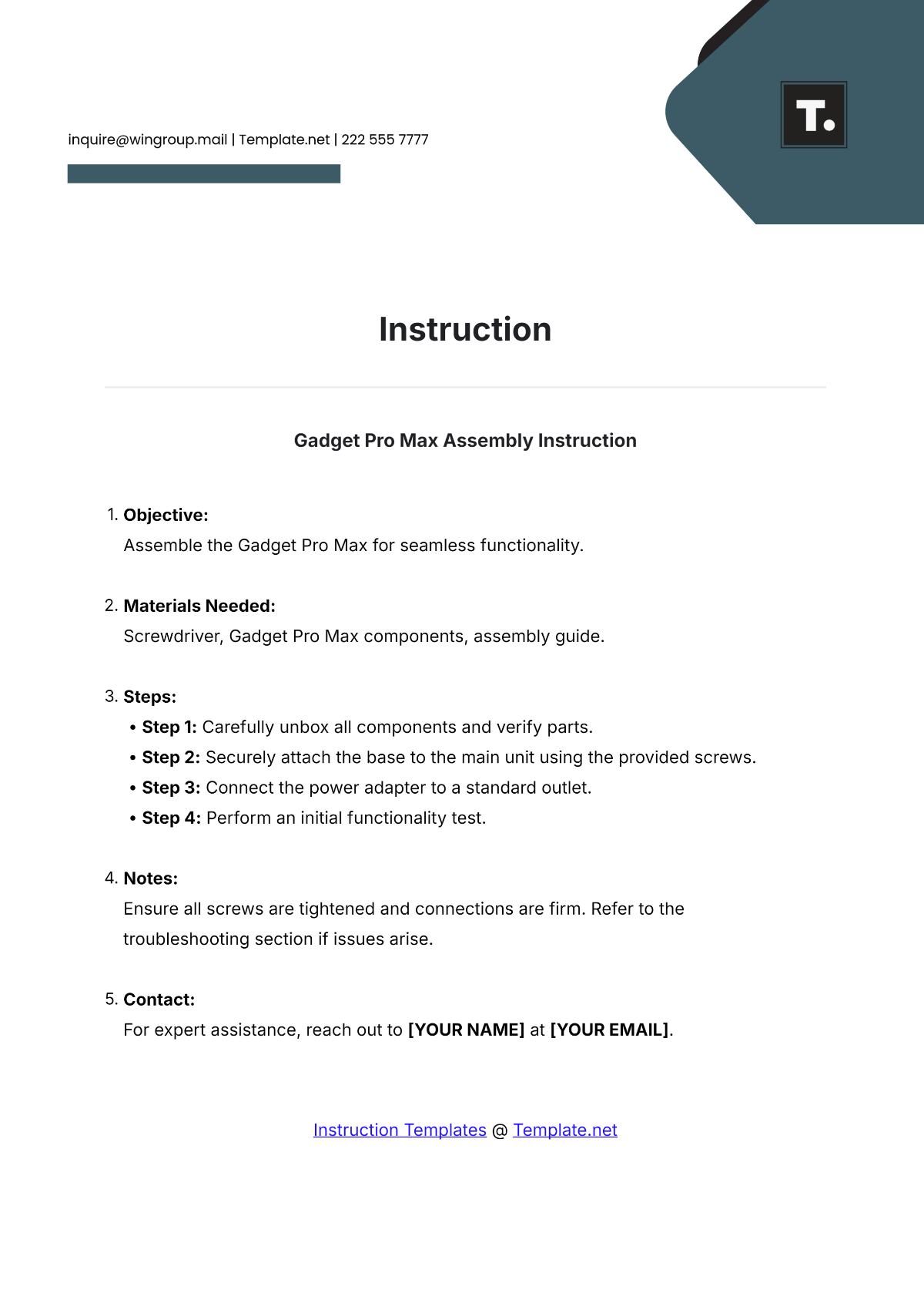 Instruction Template