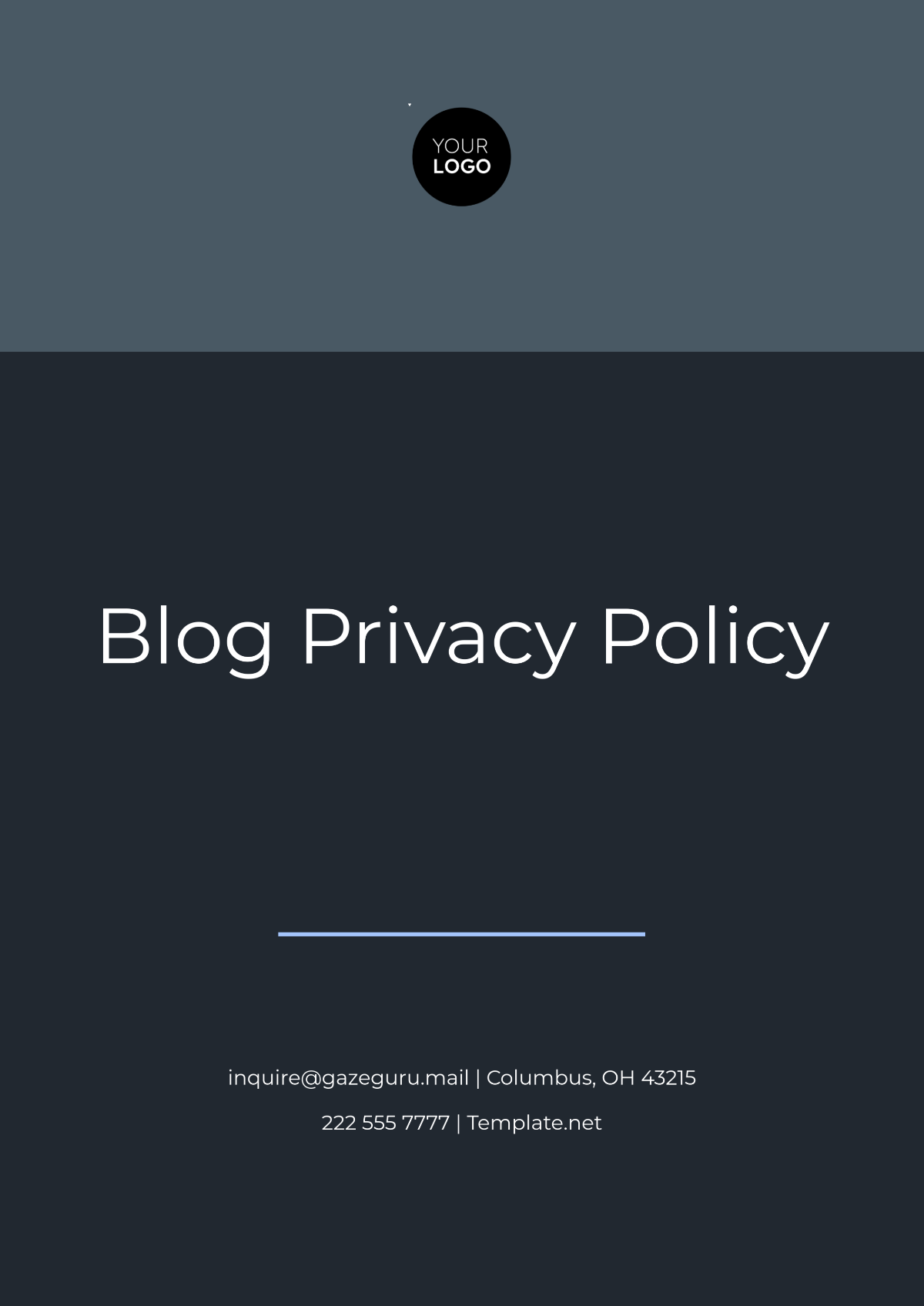 Blog Privacy Policy Template - Edit Online & Download