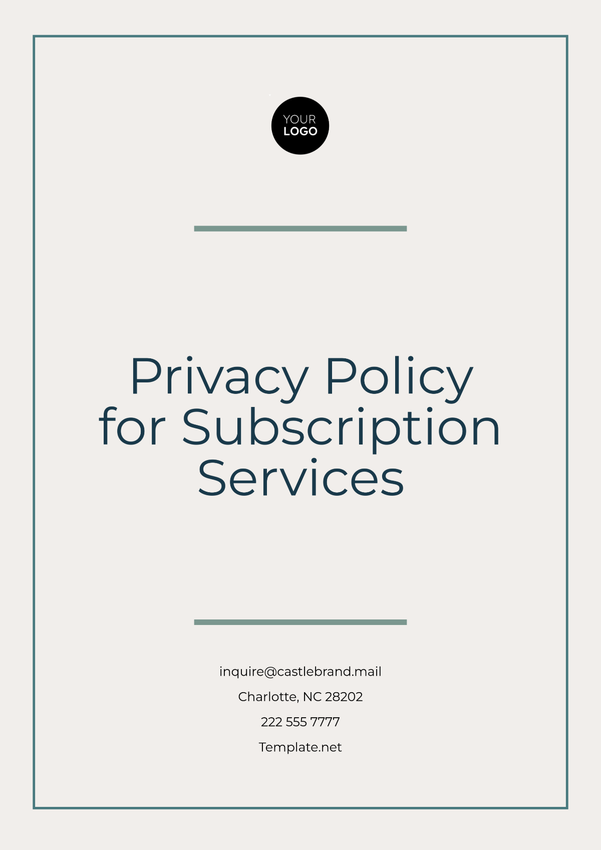 Privacy Policy for Subscription Services Template - Edit Online & Download