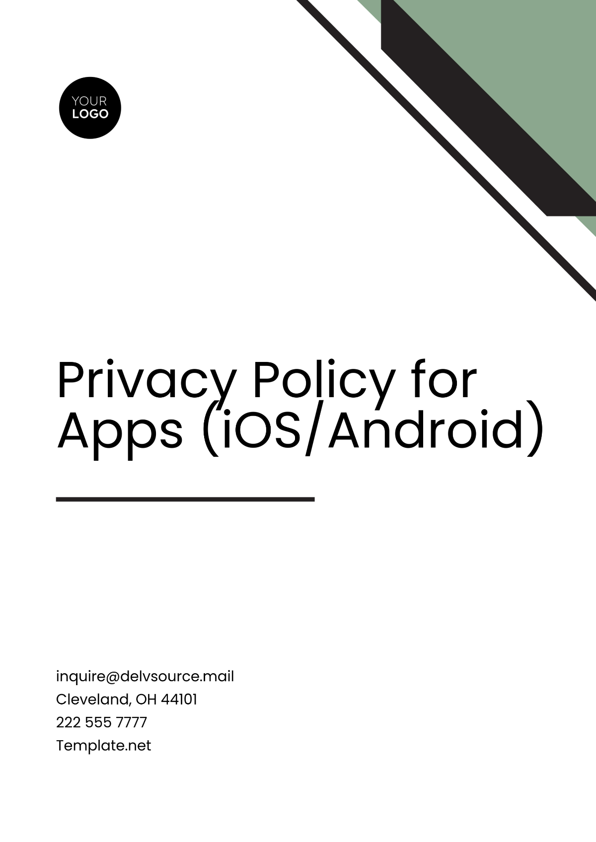 Privacy Policy Format Template for Apps (iOS/Android) - Edit Online & Download