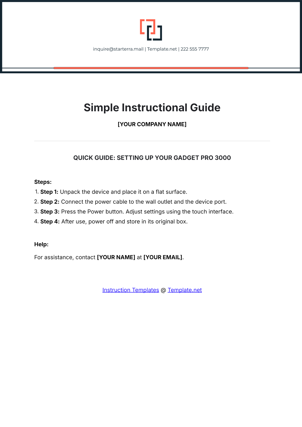 Simple Instructional Guide Template - Edit Online & Download