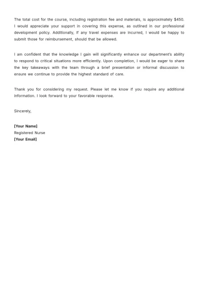 Free Nursing Continuing Education Request Letter Template to Edit Online
