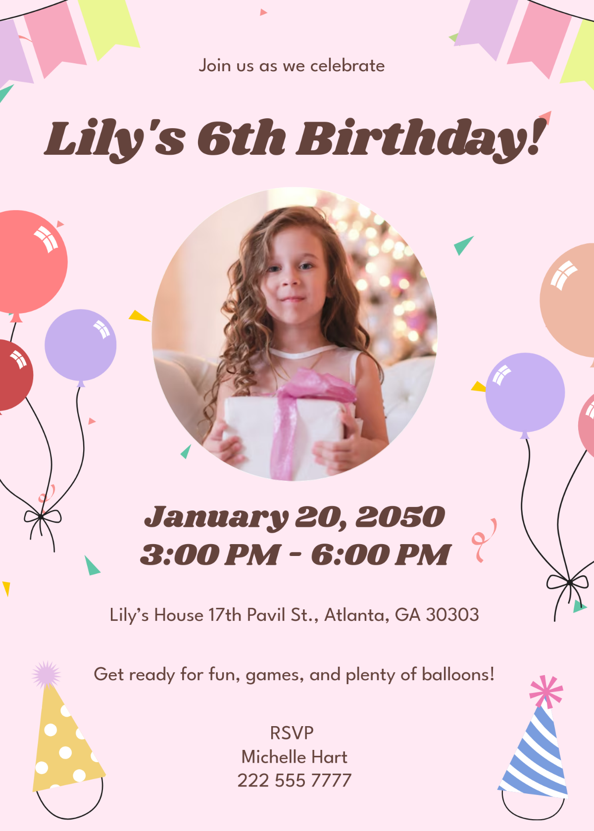 Balloon Birthday Party Invitation Template - Edit Online & Download