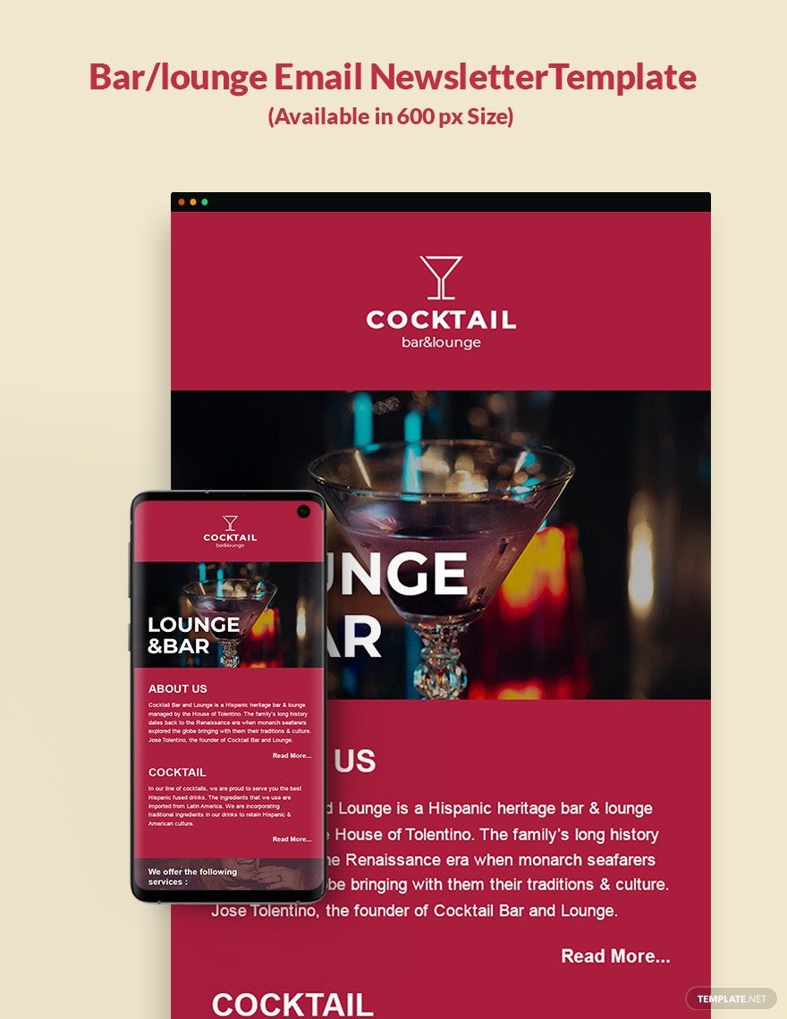 Bar/Lounge Email Newsletter Template