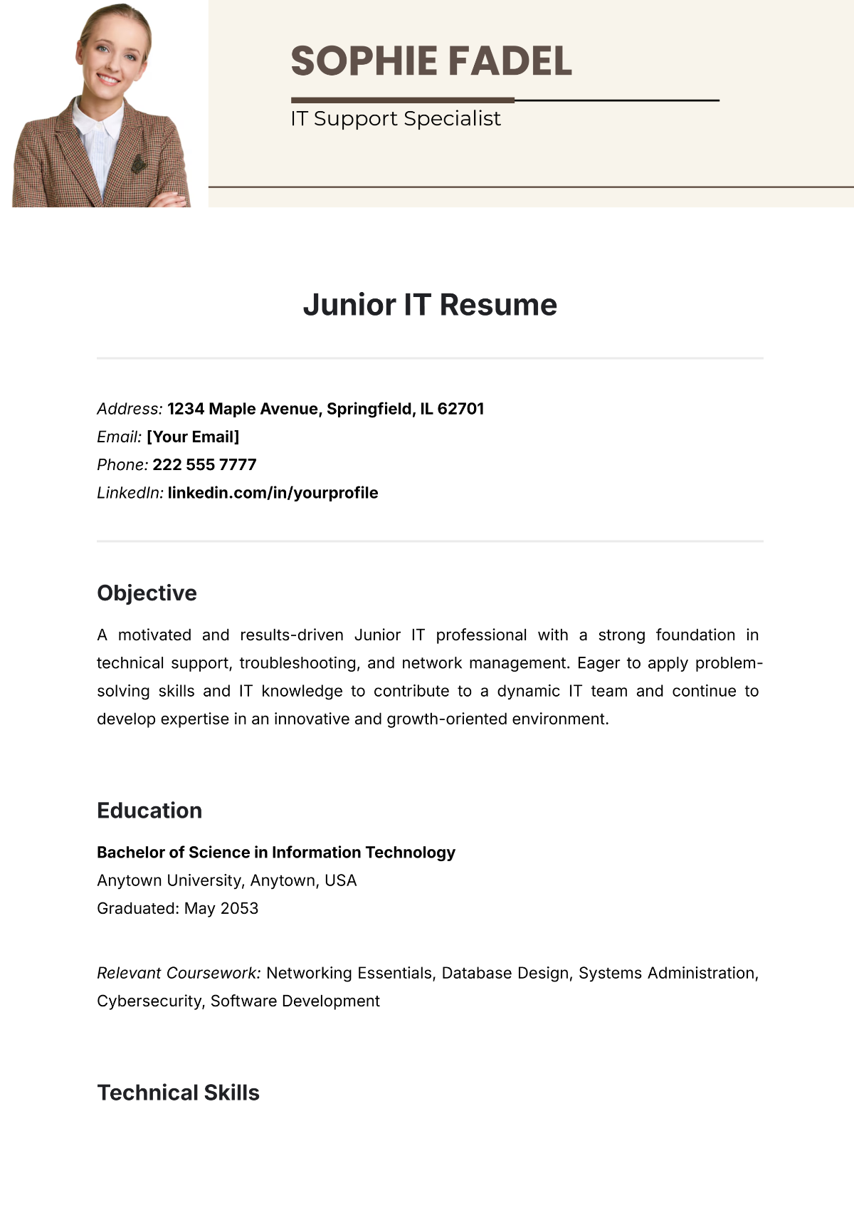 Junior IT Resume Template - Edit Online & Download