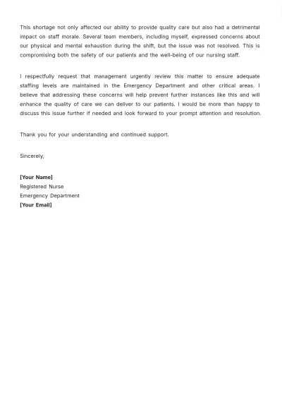 Free Nursing Complaint Letter to Management Template to Edit Online