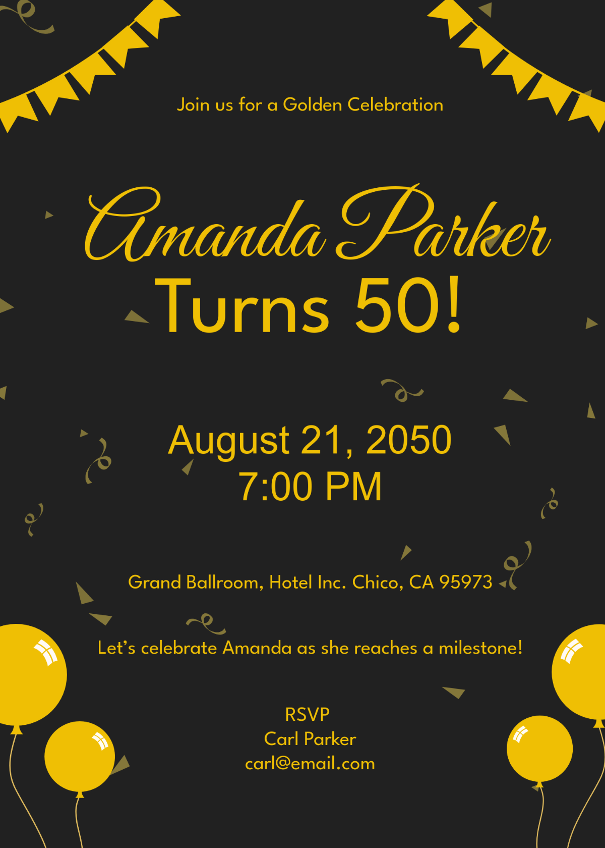 Free Gold Birthday Party Invitation Template