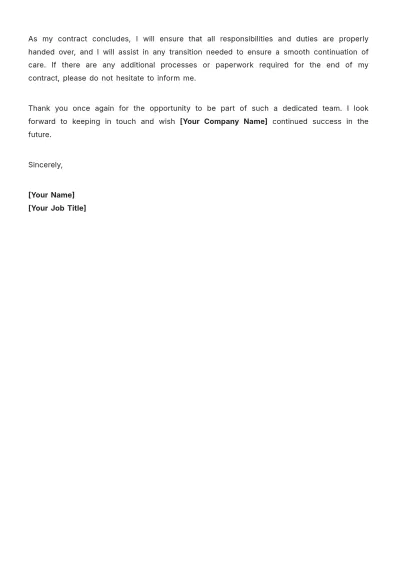 Free Nursing End-of-Contract Letter Layout Template to Edit Online