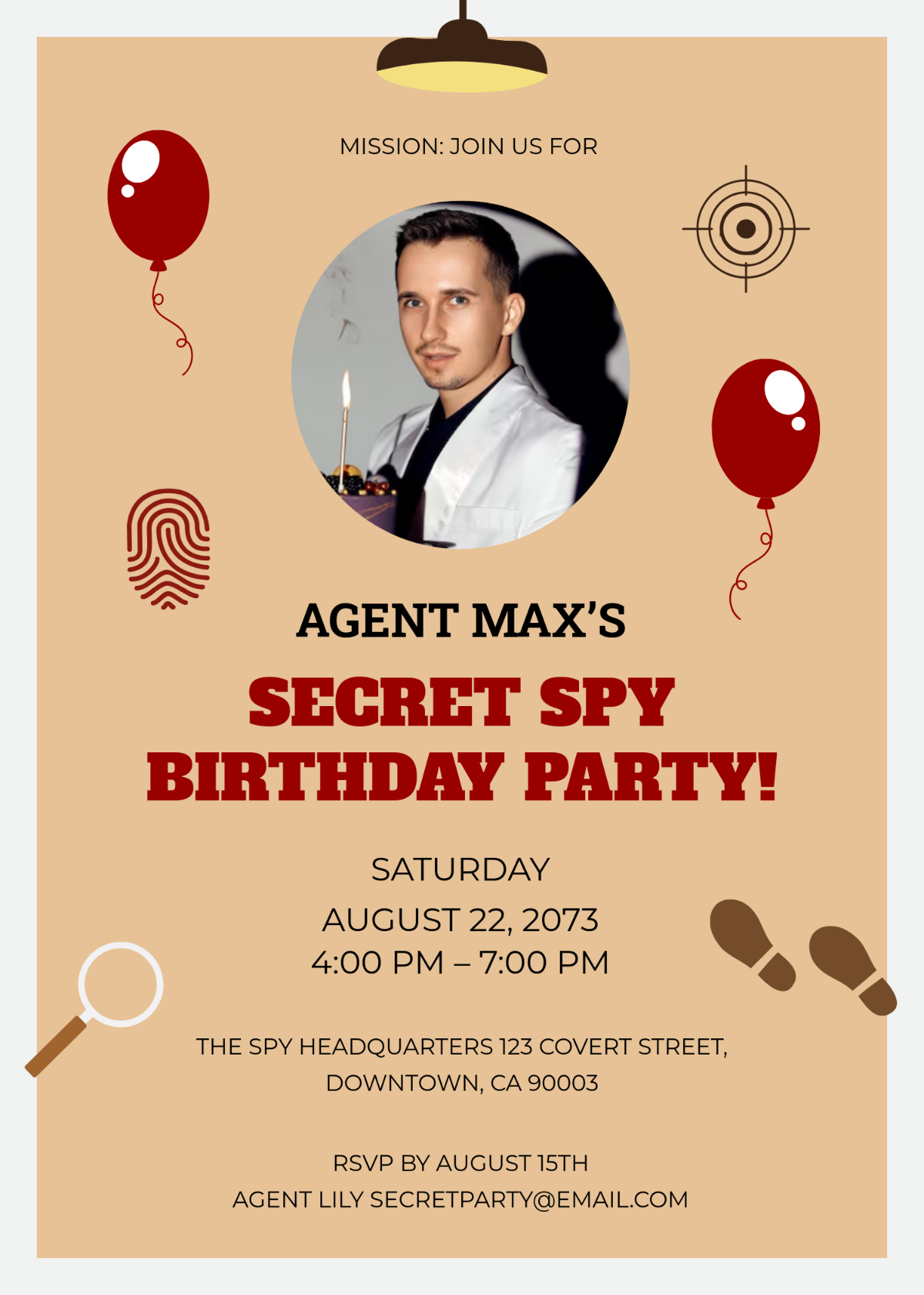 Secret Agent Birthday Invitation Template - Edit Online & Download