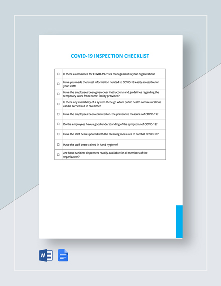 Free COVID Inspection Checklist 