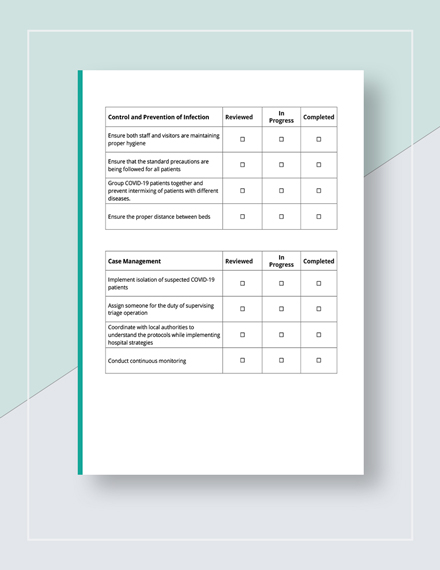 COVID Hospital Readiness Checklist CDC Template