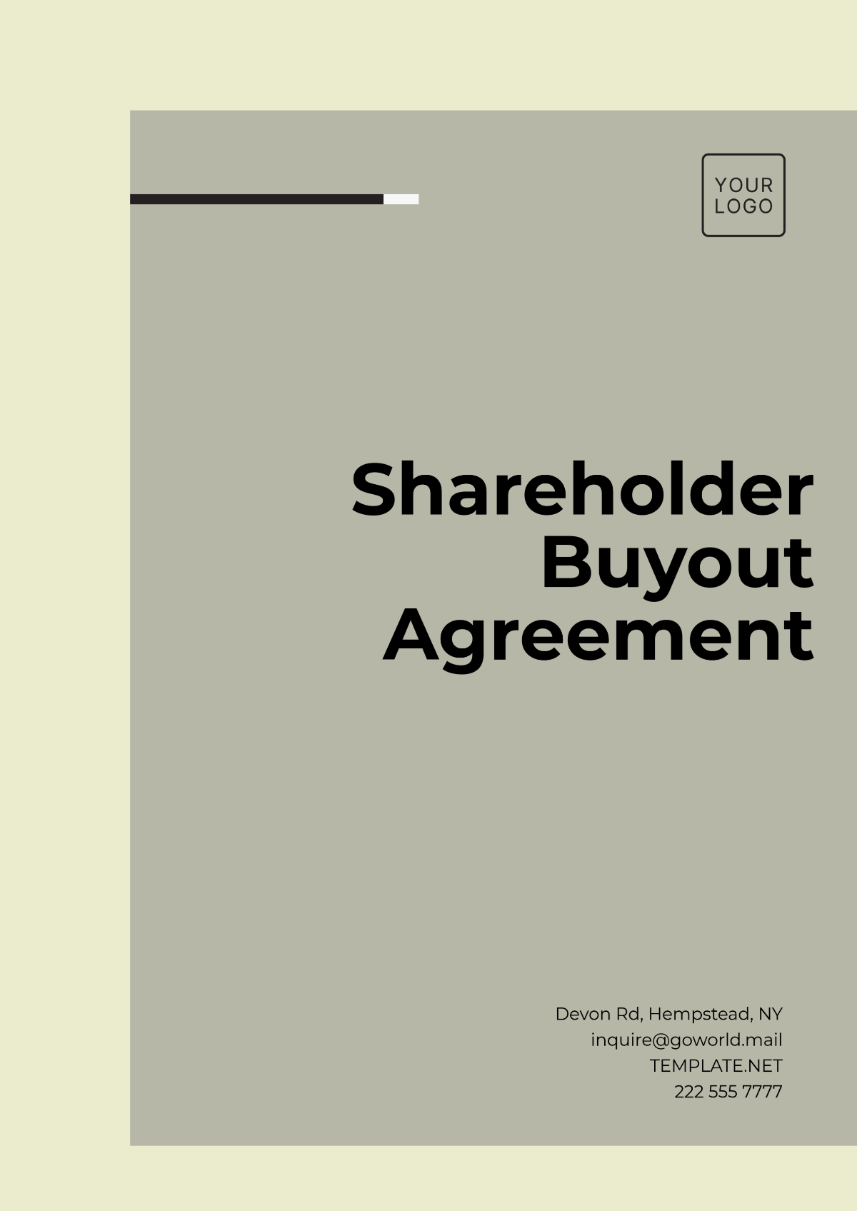 Shareholder Buyout Agreement Template - Edit Online & Download