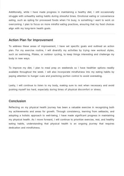 Free Physical Health Reflection Essay Template to Edit Online