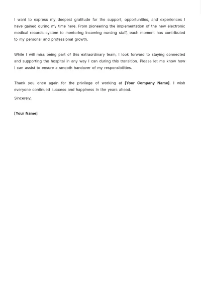 Free Retirement Letter for Nursing Professional Template to Edit Online