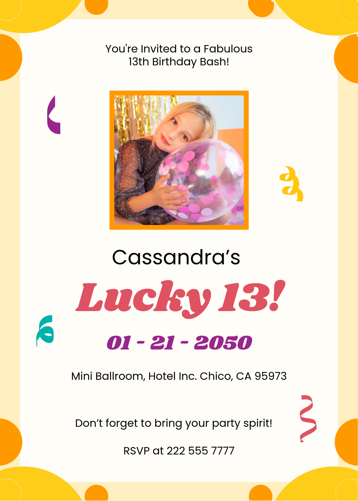 Free 13th Birthday Party Invitation Template - Edit Online & Download