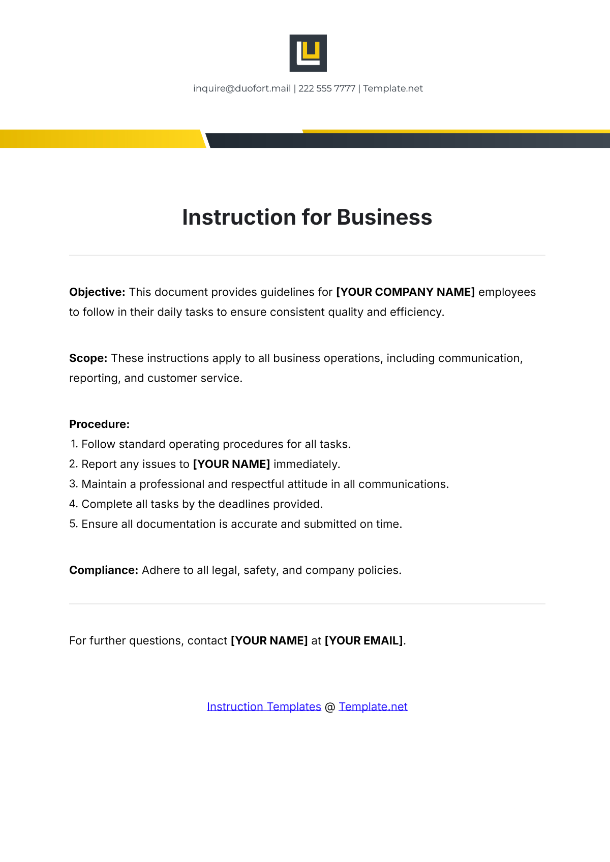 Instruction Template for Business - Edit Online & Download