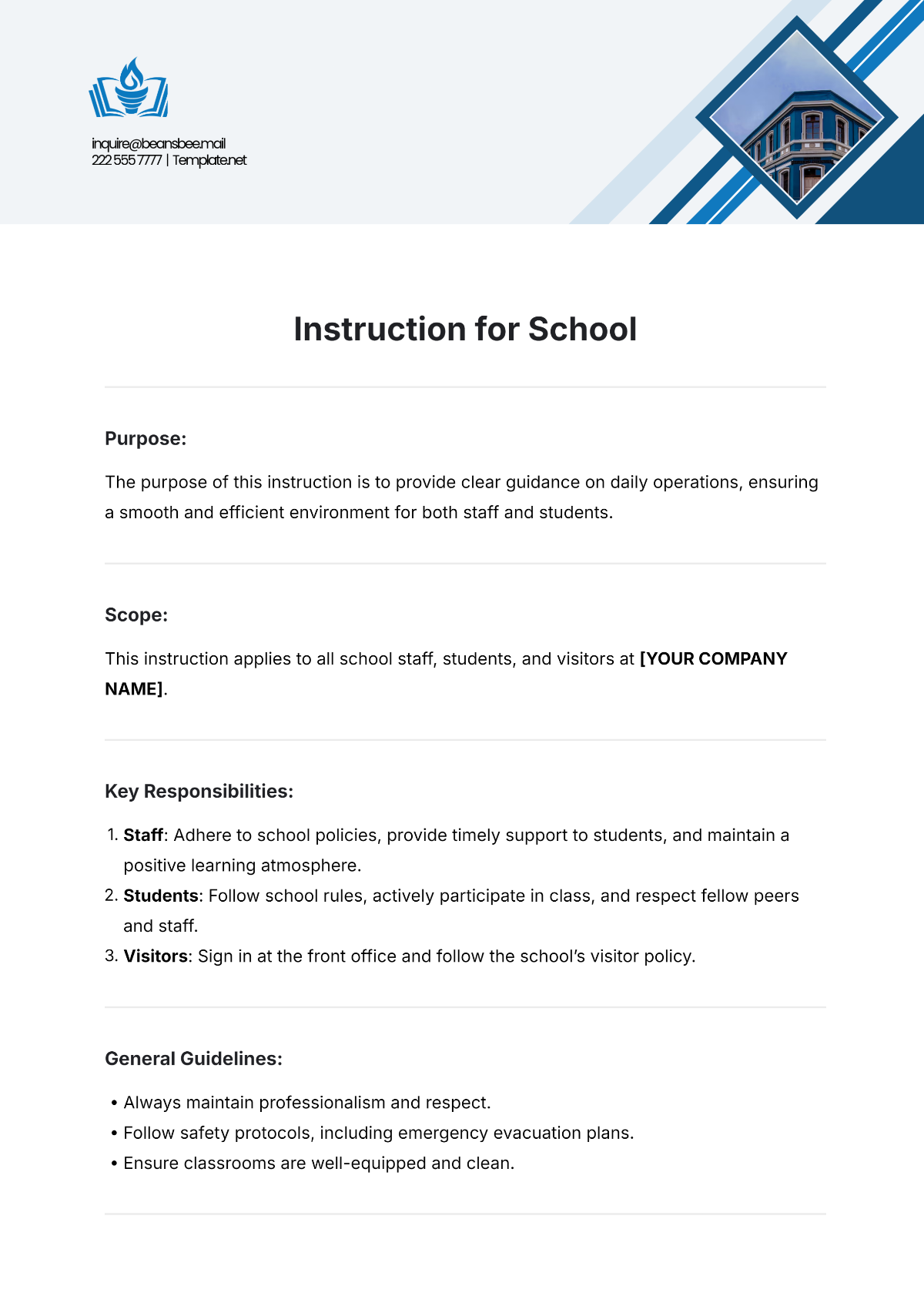 Instruction Template for School - Edit Online & Download