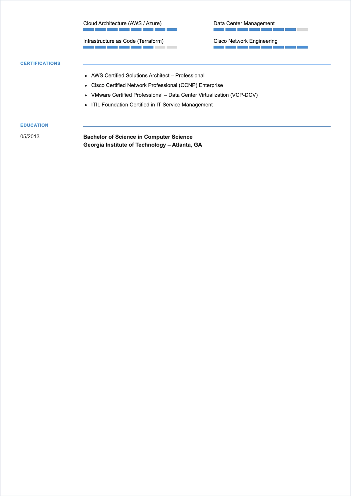 Free IT Infrastructure Engineer ATS Resume Template, AI Resume Builder