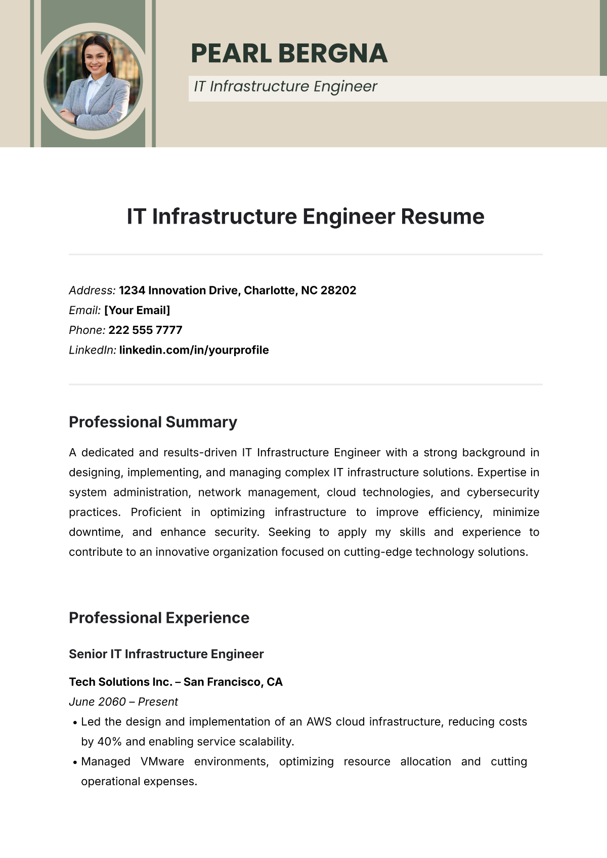 IT Infrastructure Engineer Resume Template - Edit Online & Download