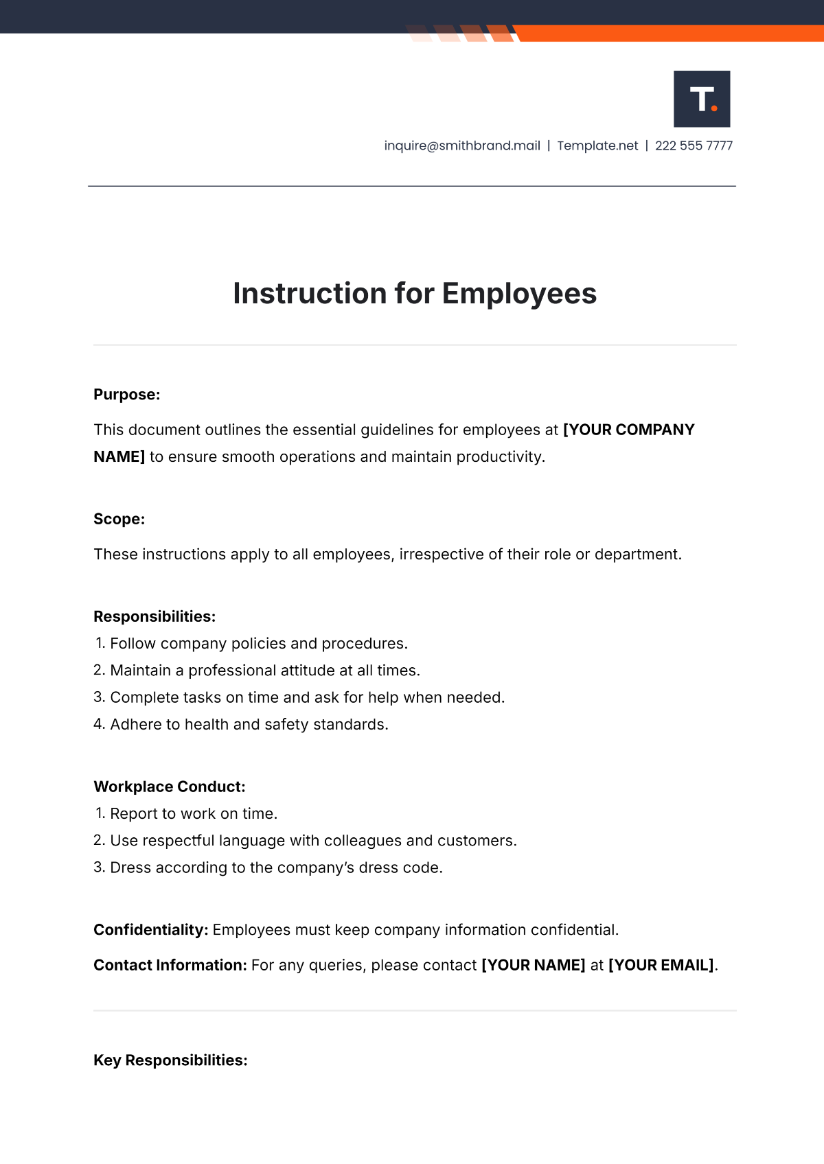 Instruction Template for Employees - Edit Online & Download