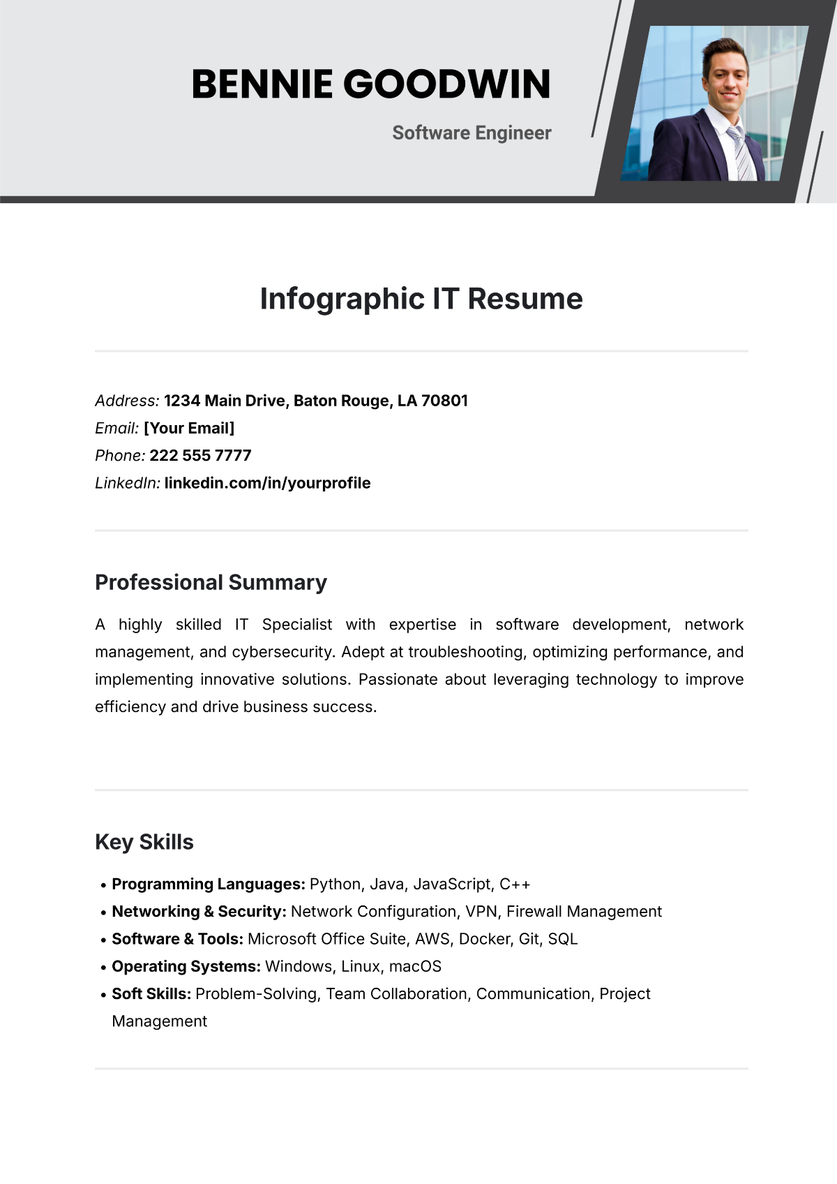 Infographic IT Resume Template - Edit Online & Download