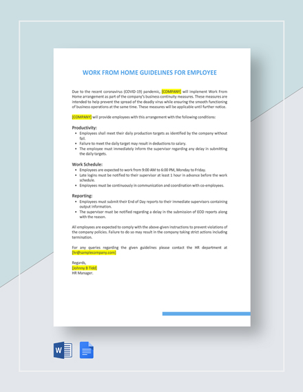 FREE Work From Home Templates - Microsoft Word (DOC) | Template.net