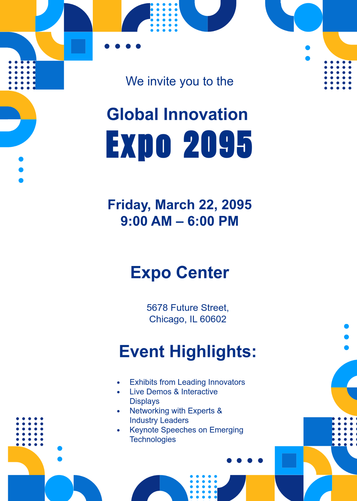 Expo Event Invitation Template - Edit Online & Download