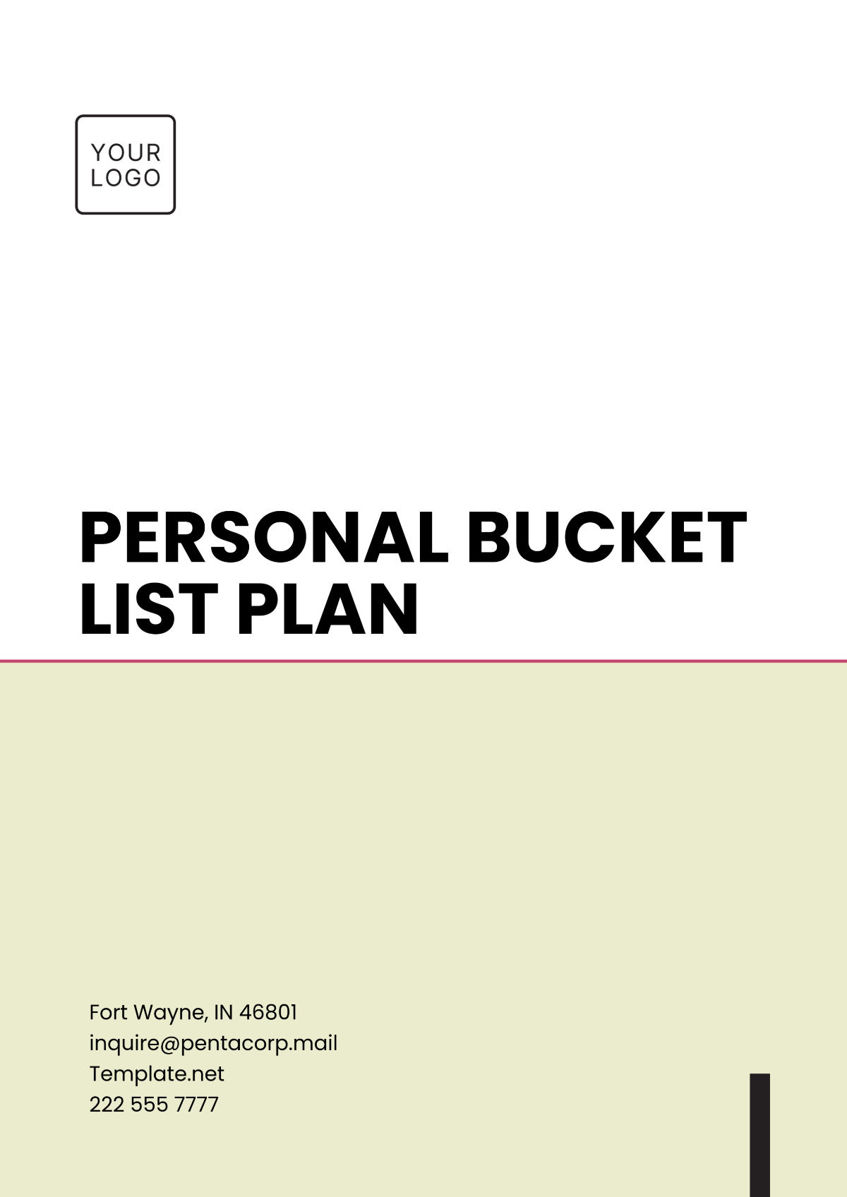 Personal Bucket List Plan Template - Edit Online & Download