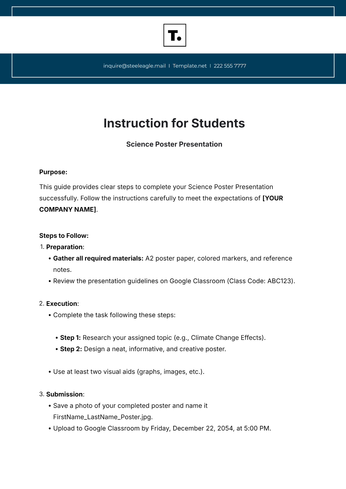 Instruction Template for Students - Edit Online & Download