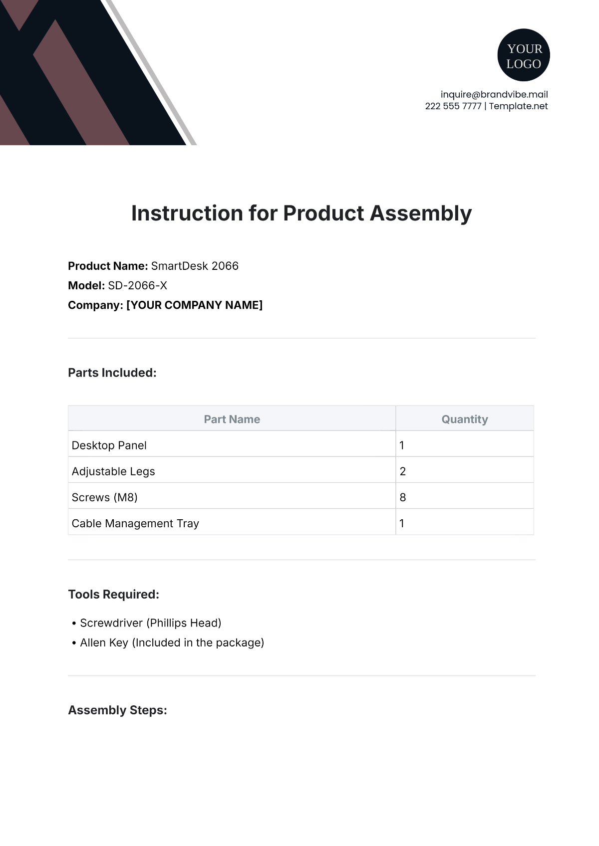 Instruction Template for Product Assembly - Edit Online & Download